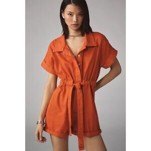 NWT Anthropologie Pilcro Cuffed Utility Romper Size Large